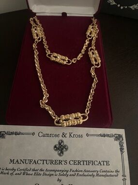 NIB Gold-Tone Link Necklace with Crystal Accents